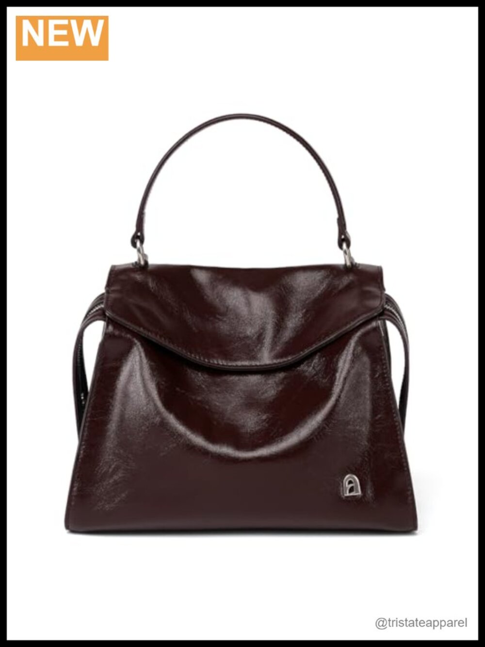 Genuine Leather Satchel Shoulder Bag Small Square Handbag Multi-Way Carry